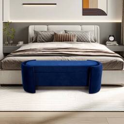 Kelvenix Velvet Ottoman Storage Box in Blue - Size: 0.6m2 - thumbnail 5