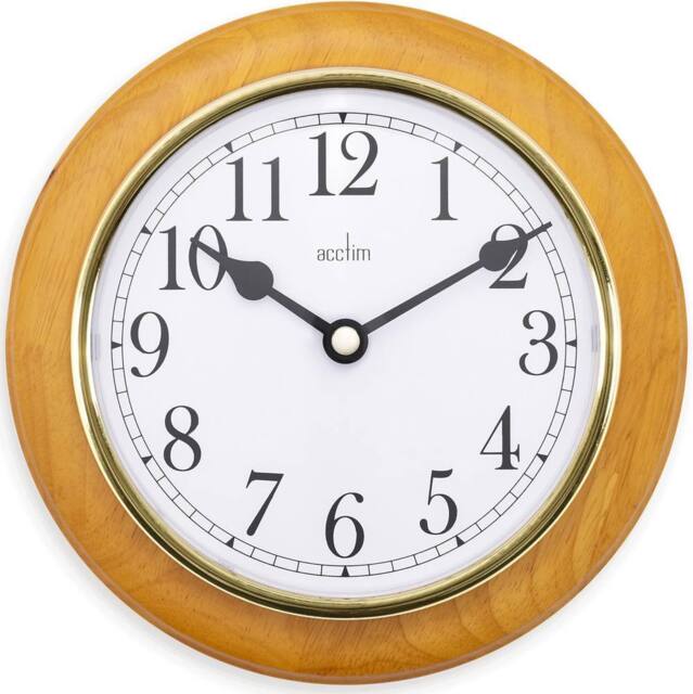 Acctim Maine Wall Clock Quartz Wood Frame Gold Bezel Cherry 20cm in Brown - image 1