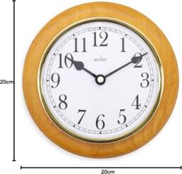 Acctim Maine Wall Clock Quartz Wood Frame Gold Bezel Cherry 20cm in Brown - thumbnail 2