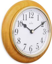 Acctim Maine Wall Clock Quartz Wood Frame Gold Bezel Cherry 20cm in Brown - thumbnail 4