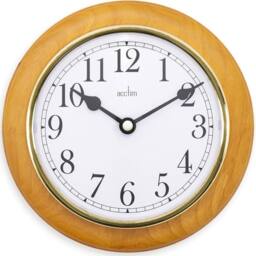 Acctim Maine Wall Clock Quartz Wood Frame Gold Bezel Cherry 20cm in Brown - thumbnail 1