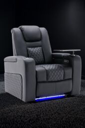 More4Homes Broadway Cinema Electric Recliner Chair USB Charging LED Base w Tray in Black - thumbnail 1