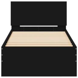 Berkfield Home Bed Frame without Mattress with Headboard Black 75x190 cm Small Single - thumbnail 5