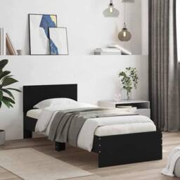 Berkfield Home Bed Frame without Mattress with Headboard Black 75x190 cm Small Single - thumbnail 2