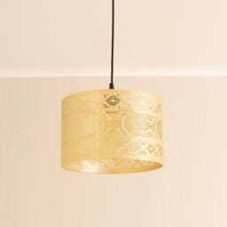 ValueLights Casablanca 31cm Gold Easy Fit Metal Drum Lamp Shade with LED Bulb - thumbnail 2