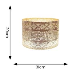 ValueLights Casablanca 31cm Gold Easy Fit Metal Drum Lamp Shade with LED Bulb - thumbnail 7