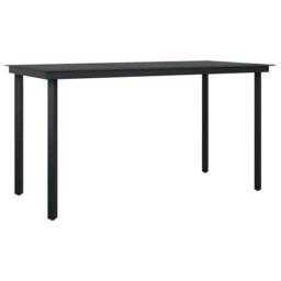 Berkfield Home Beautiful 5 Piece Garden Dining Set Black Poly Rattan Glass - thumbnail 5