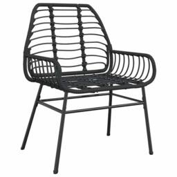 Berkfield Home Beautiful 5 Piece Garden Dining Set Black Poly Rattan Glass - thumbnail 4