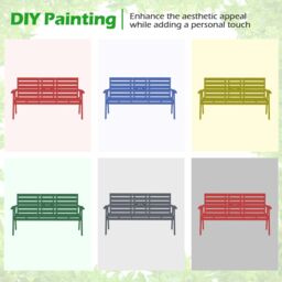 Costway Outdoor Fir Wood Bench 2-3 Person Garden Bench with Backrest in Natural - thumbnail 9