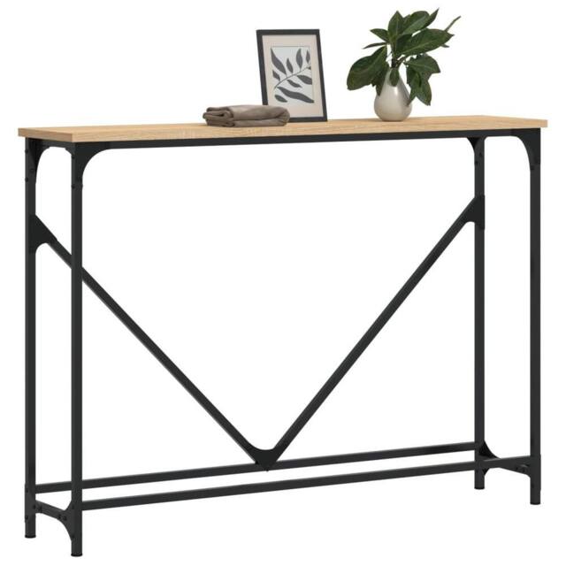 Berkfield Home Decorative Console Table Sonoma Oak 102x22.5x75 cm Engineered Wood in Brown - image 1