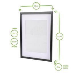 "Nicola Spring Photo Frame with White A4 Mount - A3 (12"" x 17"") Picture Display Decor in Black" - thumbnail 3