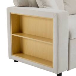 ModernLuxe 3 seater corner sofa bed with pull out bed & open storage in Beige - thumbnail 6