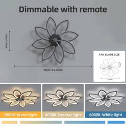 NIVOR 7 Blade Reversible Dimmable LED Ceiling Fan With Remote Control/APP in Black - thumbnail 2