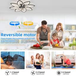 NIVOR 7 Blade Reversible Dimmable LED Ceiling Fan With Remote Control/APP in Black - thumbnail 7