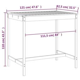 Berkfield Home Garden Table 121x82.5x110 cm Solid Wood Douglas in Light Tan - thumbnail 7