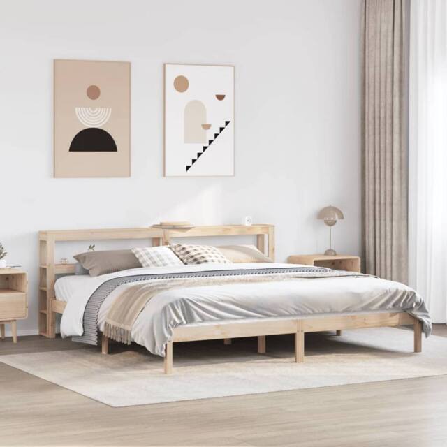 Berkfield Home Bed Frame without Mattress 180x200 cm Super King Solid Wood Pine in Brown - image 1
