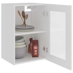 Berkfield Home Hanging Glass Cabinet White 40x31x60 cm Engineered Wood - Size: 40 x 31 x 60 cm - thumbnail 4