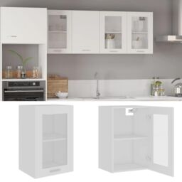 Berkfield Home Hanging Glass Cabinet White 40x31x60 cm Engineered Wood - Size: 40 x 31 x 60 cm