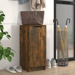 Berkfield Home Shoe Cabinet Smoked Oak 30x35x70 cm Engineered Wood in Brown - Size: 30 x 35 x 70 cm - thumbnail 2