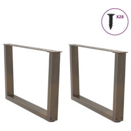Berkfield Home Dining Table Legs V-Shape 2 pcs Natural Steel 70x(42-43.3) cm Steel in Brown - thumbnail 5