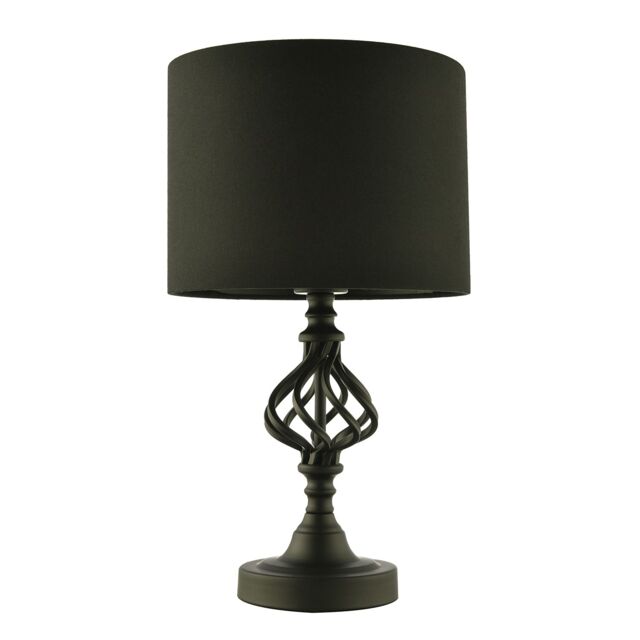 Happy Homewares Classic Twist Metal Table Lamp in Matte Black with Black Drum Shade - image 1