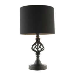 Happy Homewares Classic Twist Metal Table Lamp in Matte Black with Black Drum Shade - thumbnail 2