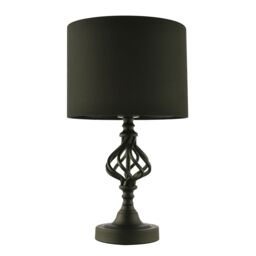 Happy Homewares Classic Twist Metal Table Lamp in Matte Black with Black Drum Shade - thumbnail 1