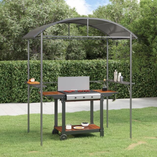 Berkfield Home BBQ Gazebo with Side Shelves Anthracite 220x115x230 cm Steel in Black - Size: 220 x 115 x 230 cm - image 1