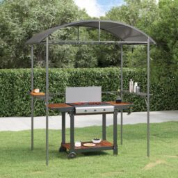 Berkfield Home BBQ Gazebo with Side Shelves Anthracite 220x115x230 cm Steel in Black - Size: 220 x 115 x 230 cm - thumbnail 1