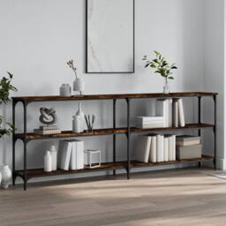 Berkfield Home Console Table Smoked Oak 200x29x75 cm Engineered Wood in Brown - Size: 200 x 29 x 75 cm - thumbnail 2