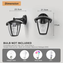 Harper Living Outdoor Black Wall Lights with Clear Shade, Vintage Security Light - thumbnail 7