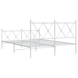 Berkfield Home Metal Bed Frame without Mattress with Footboard White 140x190cm - Size: 140x190 cm - thumbnail 6