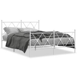 Berkfield Home Metal Bed Frame without Mattress with Footboard White 140x190cm - Size: 140x190 cm - thumbnail 1