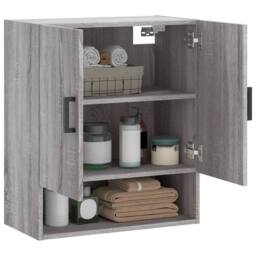 Berkfield Home Wall Cabinet Grey Sonoma 60x31x70 cm Engineered Wood - Size: 60 x 31 x 70 cm - thumbnail 4