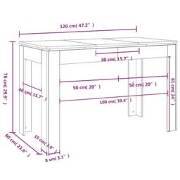 Berkfield Home Durable Dining Table High Gloss White 120x60x76 cm Engineered Wood - Size: 120 x 60 x 76 cm - thumbnail 7