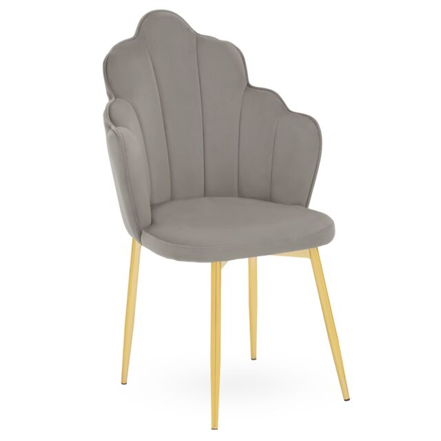 Orsina Comfortable Velvet Dining Chair, Durable & Adjustable Velvet Office Chair, Backrest Accent Chair in Grey - image 1