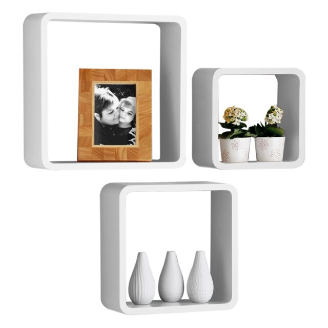 Orsina Set of 3 White Wall Cubes, Stylish White Floating Shelves, Wall Shelves For Living Room Decor & Storage - image 1