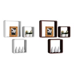 Orsina Set of 3 White Wall Cubes, Stylish White Floating Shelves, Wall Shelves For Living Room Decor & Storage - thumbnail 2