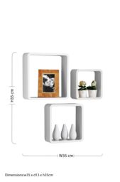 Orsina Set of 3 White Wall Cubes, Stylish White Floating Shelves, Wall Shelves For Living Room Decor & Storage - thumbnail 3