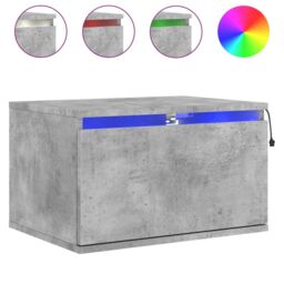 Berkfield Home Wall-mounted Bedside Cabinets with LED Lights 2 pcs Concrete Grey - thumbnail 5