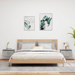 Berkfield Home Wall-mounted Bedside Cabinets with LED Lights 2 pcs Concrete Grey - thumbnail 3
