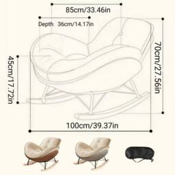 Ventryn Comfy Lazy Recliner Rocking Chair for Living Room Balcony in Warm White - thumbnail 2