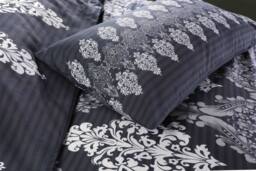 Homes-Linen Tanya Floral Printed Reversible Stripe Duvet Cover Set in Black - Size: Single - thumbnail 2