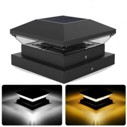 VOGREX LED Solar Powered Deck Post Light Garden Cap Landscape in Black