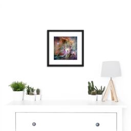 Artery8 Orion Nebula Spitzer Space Photograph 8X8 Inch Square Wooden Framed Wall Art Print Picture with Mount in Black - thumbnail 2