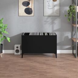 Berkfield Home Record Cabinet Black 74.5x38x48 cm Engineered Wood - thumbnail 3