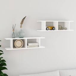 Berkfield Home Wall Shelves 2 pcs White 75x18x20 cm Engineered Wood - Size: 75 x 18 x 20 cm - thumbnail 2