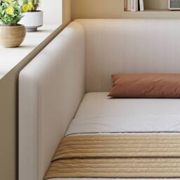 Merax Modern 3ft Single Beige Corduroy L-Shaped Corner Daybed - thumbnail 6