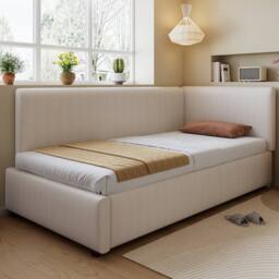 Merax Modern 3ft Single Beige Corduroy L-Shaped Corner Daybed - thumbnail 4
