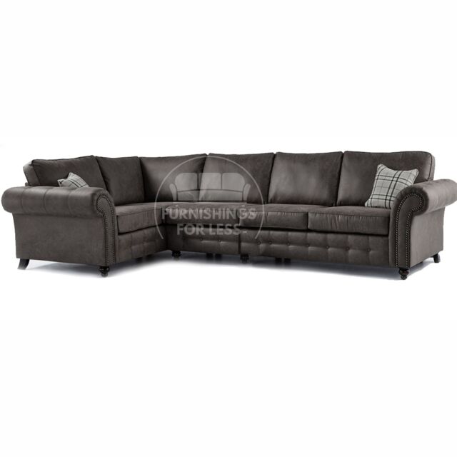 Furnishings For Less UK Oakland Charcoal Chesterfield 5 Seater L Shape Large Corner Sofa - image 1